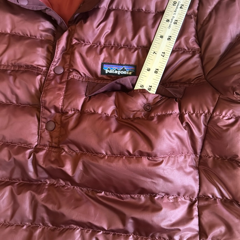 Patagonia Snap-T down sweater puffy pullover drumfire red maroon NWOT women’s L - Picture 10 of 14